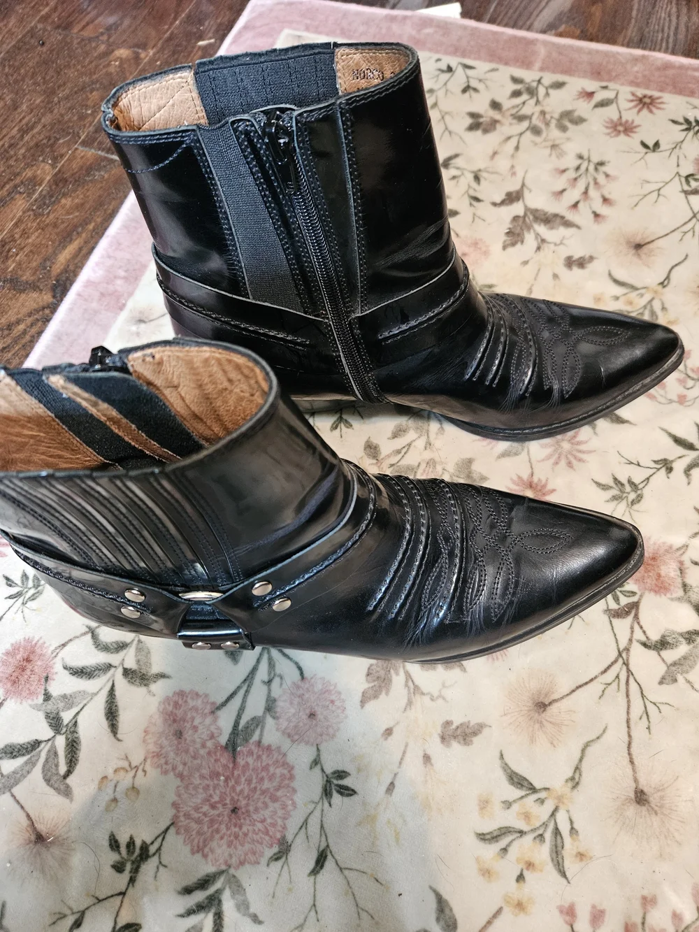 Jeffrey Campbell Black Leather Western Ankle Booties